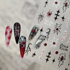 Gothic Evil Eye 3D Chrome Nail Stickers | Spooky Spider Cross Decals For Halloween M1222