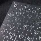 Gothic Punk Nail Art Stickers | Silver Flame Heart & Butterfly Decals TL195
