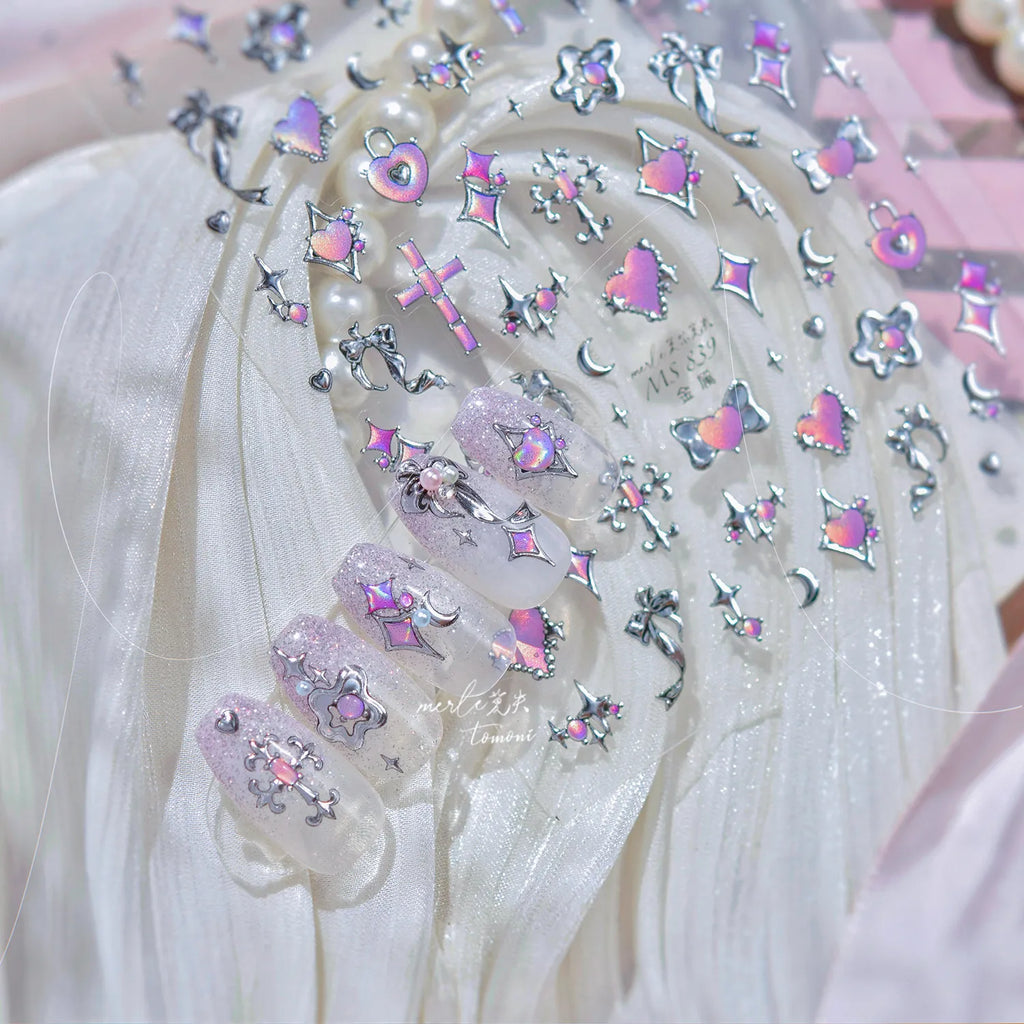 Gothic Punk Nail Stickers | Edgy Heart Cross Skull Chain Nail Art Decals