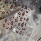 Gothic Rose Nail Stickers - Spider Web & Cathedral Design Decals 5337