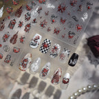 Gothic Rose Nail Stickers - Spider Web & Cathedral Design Decals 5337