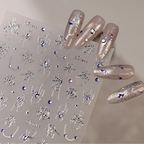 Gothic Spiderweb & Gem Silver Halloween Nail Stickers 1500