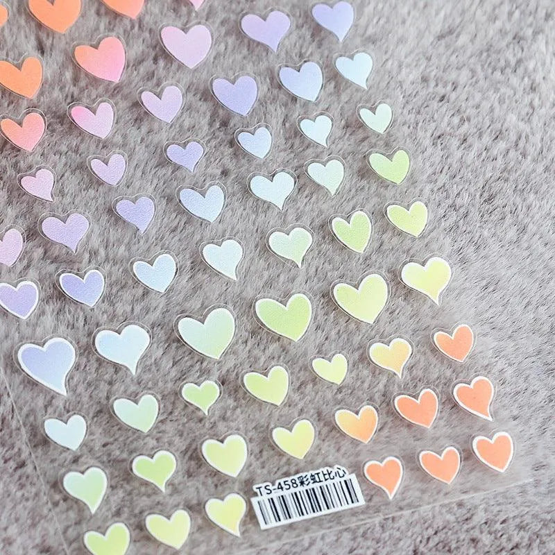 Gradient Colors Heart Shape Nail Art Stickers Candy Love Hearts Adhesive Sticker Decals For Valentine's Day TS458