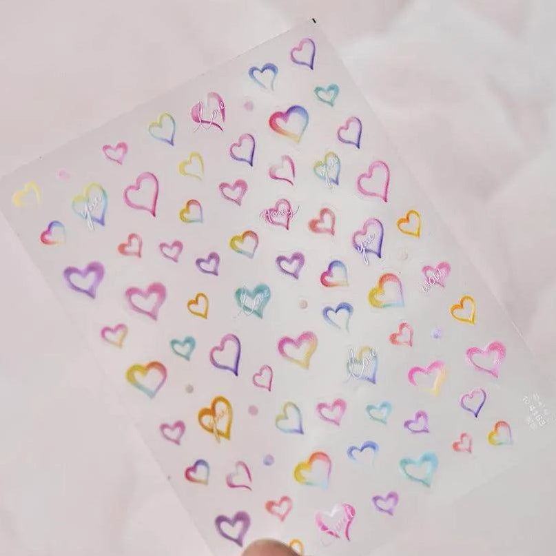 Gradient Love Nail Art Stickers Heart Adhesive Embossed Sticker Decals to4183