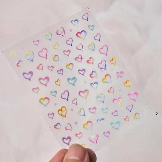 Gradient Love Nail Art Stickers Heart Adhesive Embossed Sticker Decals to4183