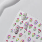 Gradient Tulip Nail Art Stickers Adhesive Embossed Daisy Flower Sticker Decals to3119