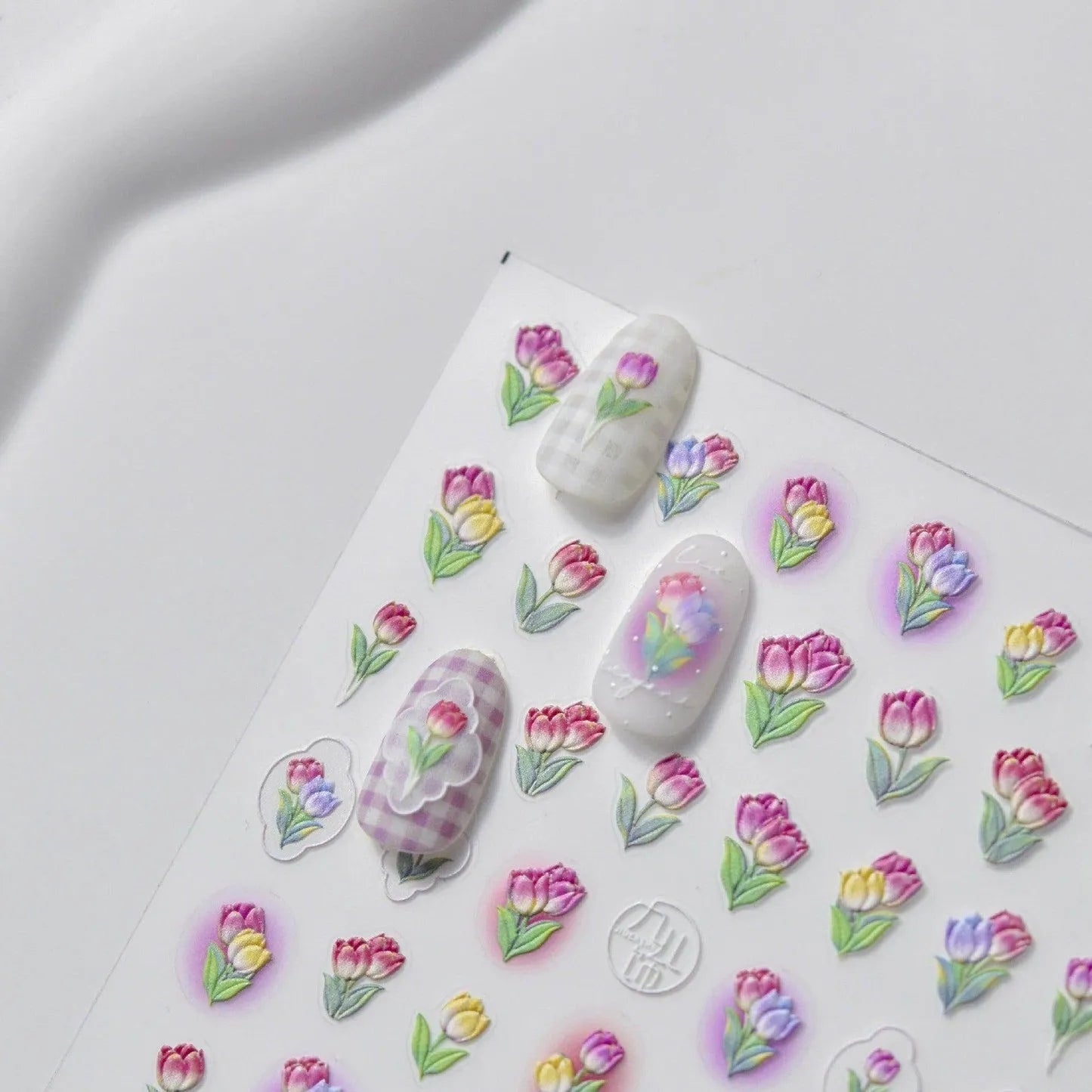 Gradient Tulip Nail Art Stickers Adhesive Embossed Daisy Flower Sticker Decals to3119