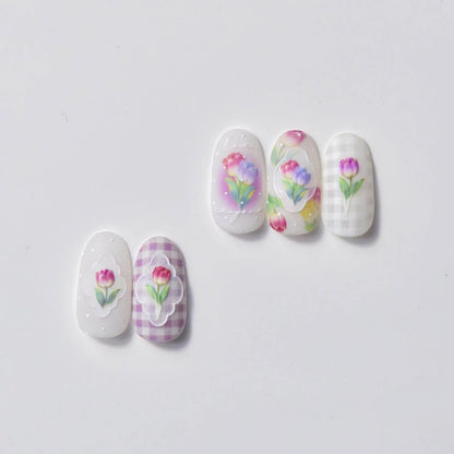 Gradient Tulip Nail Art Stickers Adhesive Embossed Daisy Flower Sticker Decals to3119