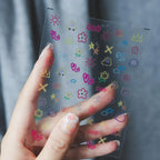 Graffiti Flower Nail Art Stickers Adhesive Embossed Cute Heart Sticker Decals KX041