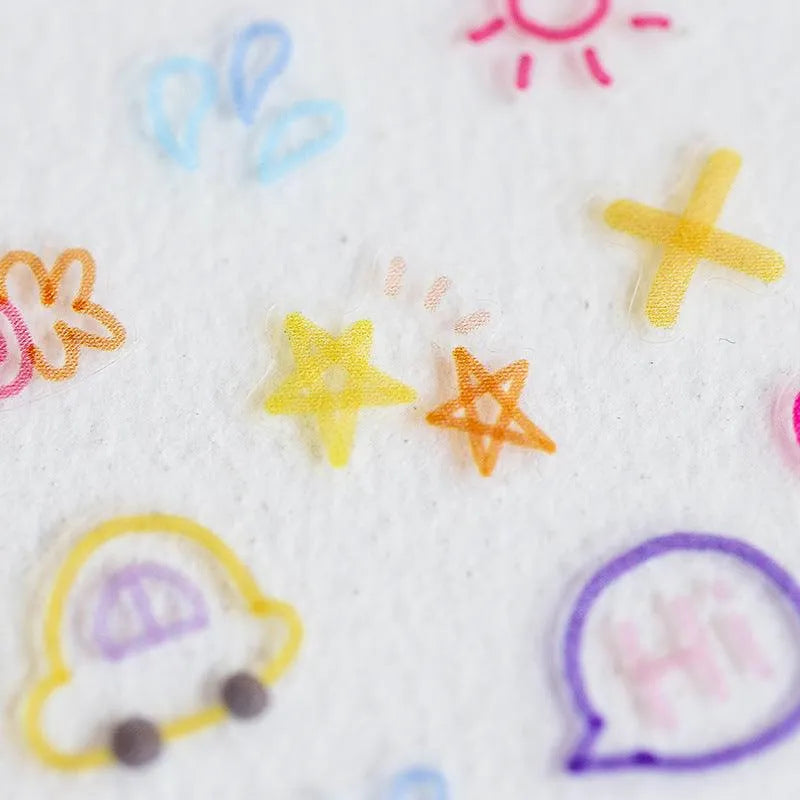 Graffiti Flower Nail Art Stickers Adhesive Embossed Cute Heart Sticker Decals KX041