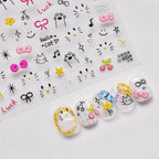 Graffiti Kitten Nail Art Stickers Adhesive Embossed Cartoon Cat Sticker Decals to4224