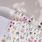 Graffiti Kitten Nail Art Stickers Adhesive Embossed Cartoon Cat Sticker Decals to4224