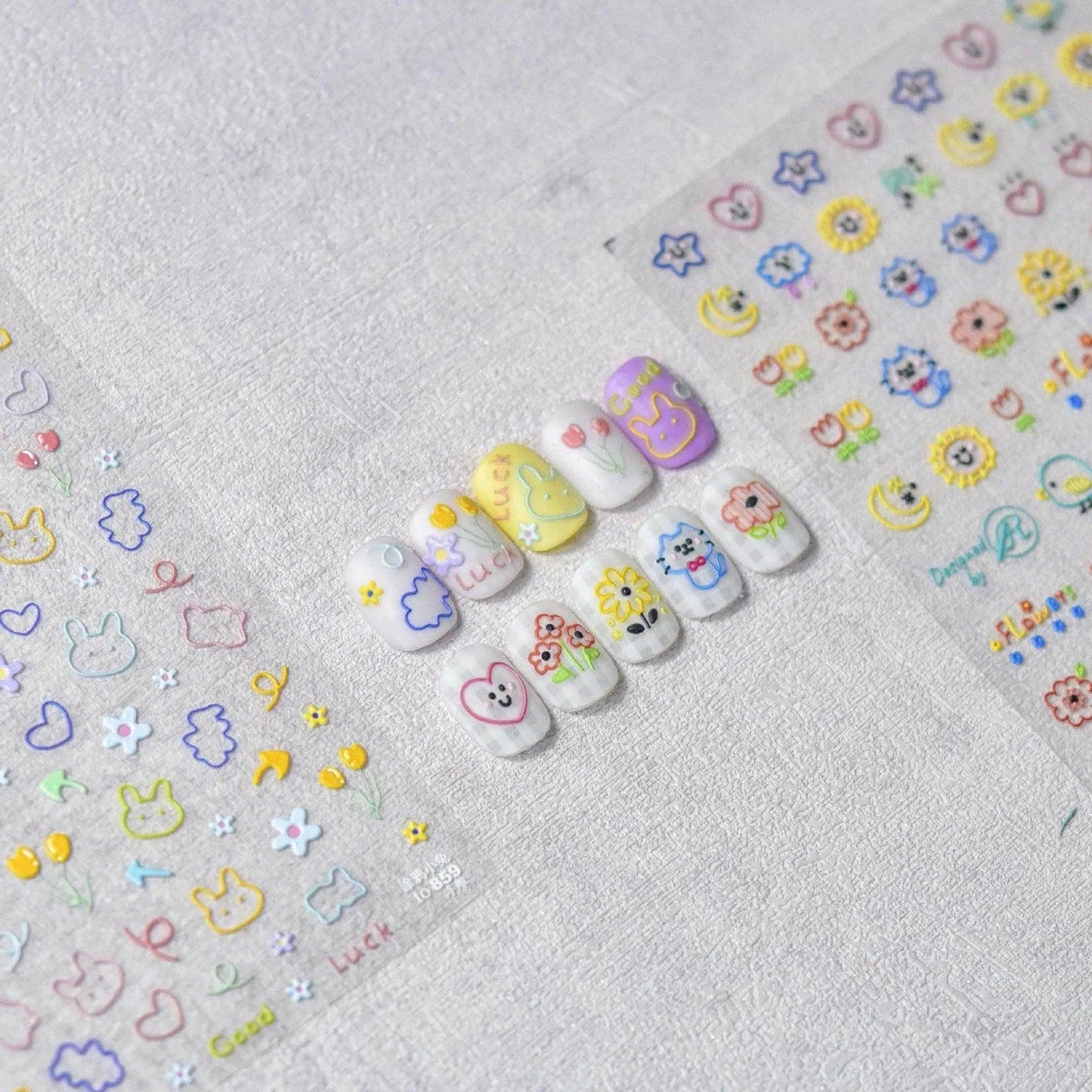 Graffiti Nail Stickers 5D Embossed Flower Nail Art Sticker Decals Adhesive Manicure Accessories to859