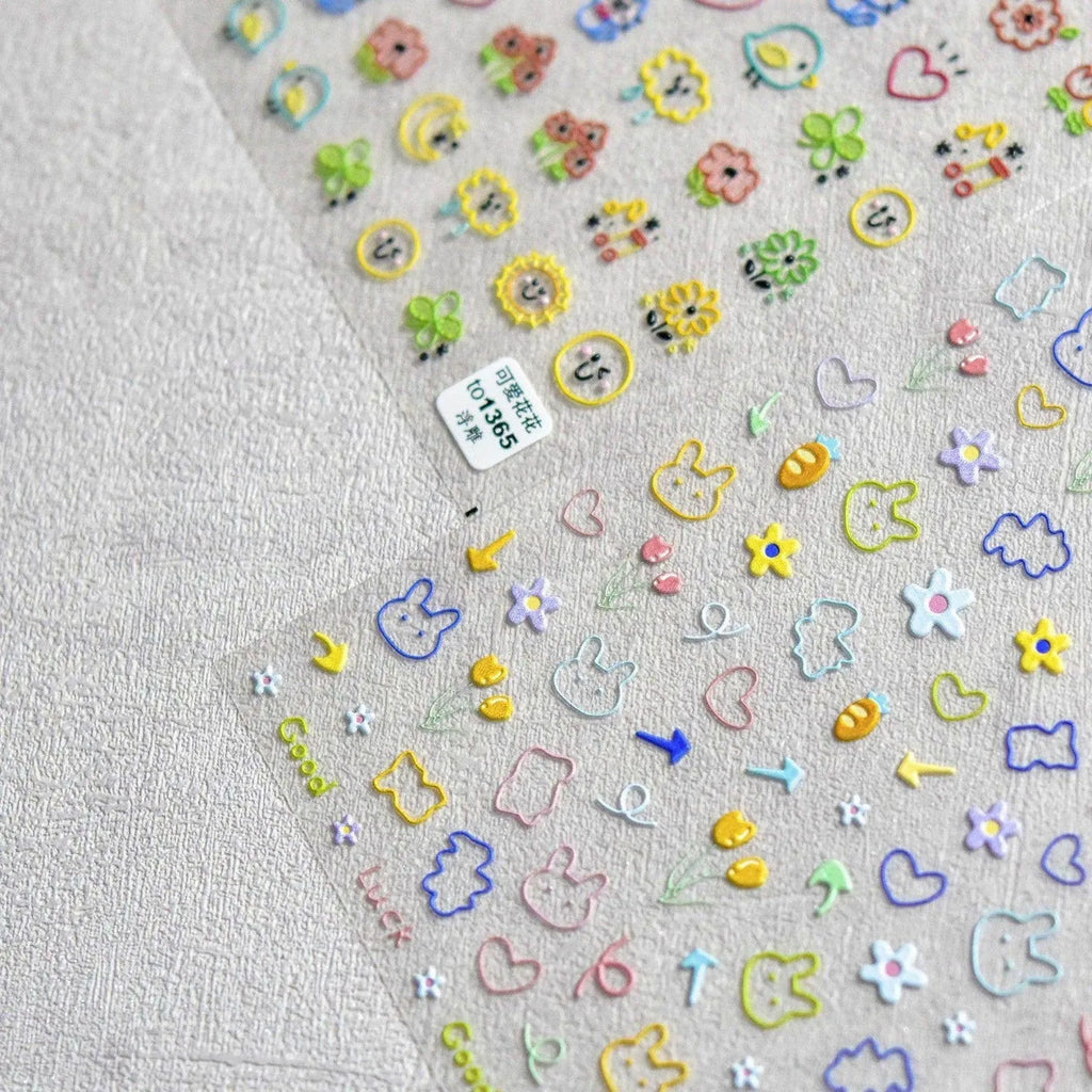 Graffiti Nail Stickers 5D Embossed Flower Nail Art Sticker Decals Adhesive Manicure Accessories to859