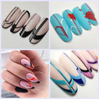 Graphic Art Nail Water Decals | Abstract Lines, Y2K Hearts & Swirls Nail Slider Stickers NM049-060