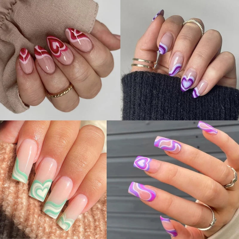 Graphic Art Nail Water Decals | Abstract Lines, Y2K Hearts & Swirls Nail Slider Stickers NM049-060