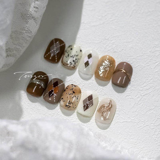 Grid Nail Art Sticker 5D Embossed Checked Print Sticker Decals TS3346 - Nail MAD