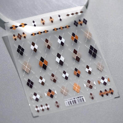Grid Nail Art Sticker 5D Embossed Checked Print Sticker Decals TS3346 - Nail MAD