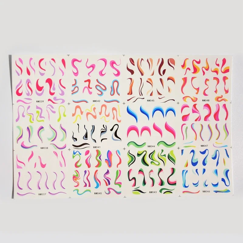 Groovy Swirl & Wavy Lines Nail Water Decals | Abstract Y2K Nail Stickers NM037-48
