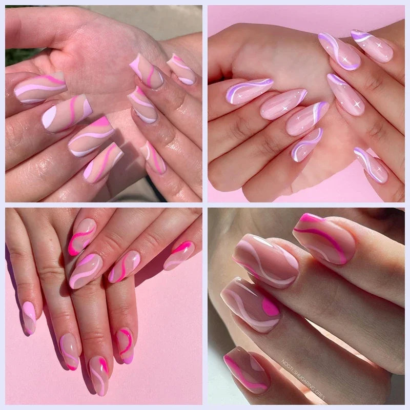 Groovy Swirl & Wavy Lines Nail Water Decals | Abstract Y2K Nail Stickers NM037-48