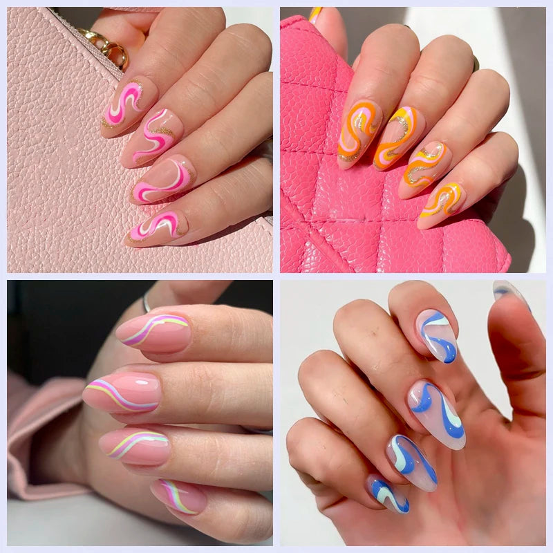 Groovy Swirl & Wavy Lines Nail Water Decals | Abstract Y2K Nail Stickers NM037-48