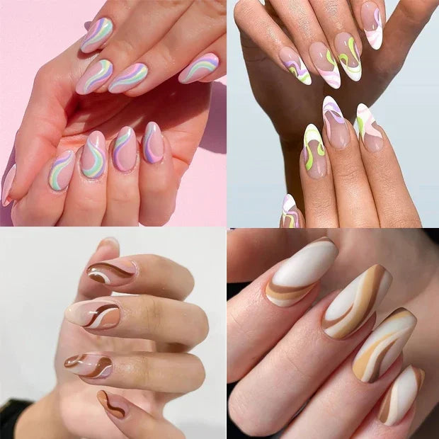 Groovy Swirl & Wavy Lines Nail Water Decals | Abstract Y2K Nail Stickers NM037-48