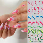 Groovy Swirl & Wavy Lines Nail Water Decals | Abstract Y2K Nail Stickers NM037-48
