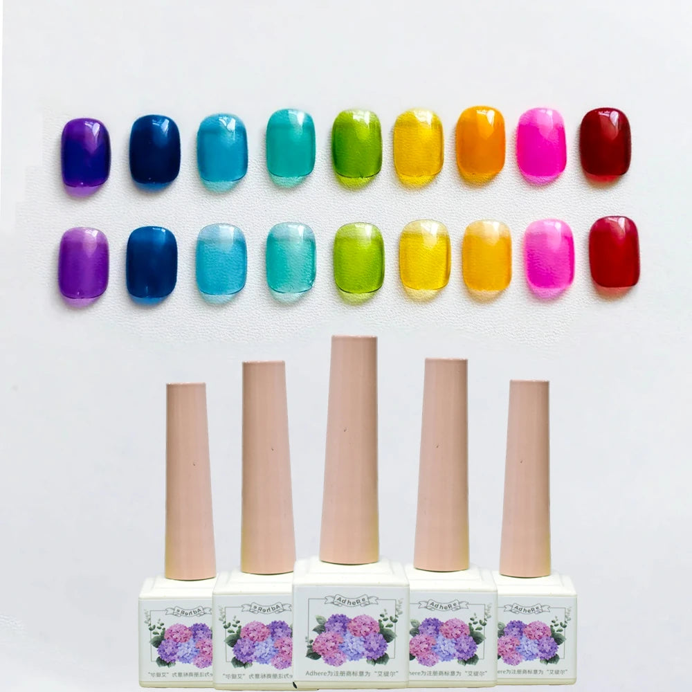 HEMA-Free Stained Glass Gel Polish - 9-Piece Rainbow Jelly Collection (12ml)