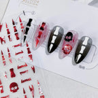 Halloween Nail Art Stickers Skull Teeth Design Adhesive Slider Sticker Decals TS1948