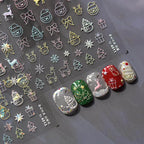 Happy Snowman Nail Art Stickers Adhesive Embossed Snowflake Tree Sticker Decals to4511