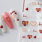 Heart Nail Art Stickers Adhesive Slider Sweet Cake Heart Sticker Decals TS2169