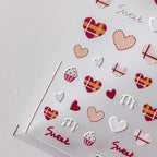 Heart Nail Art Stickers Adhesive Slider Sweet Cake Heart Sticker Decals TS2169