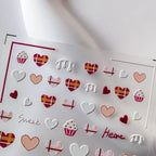 Heart Nail Art Stickers Adhesive Slider Sweet Cake Heart Sticker Decals TS2169