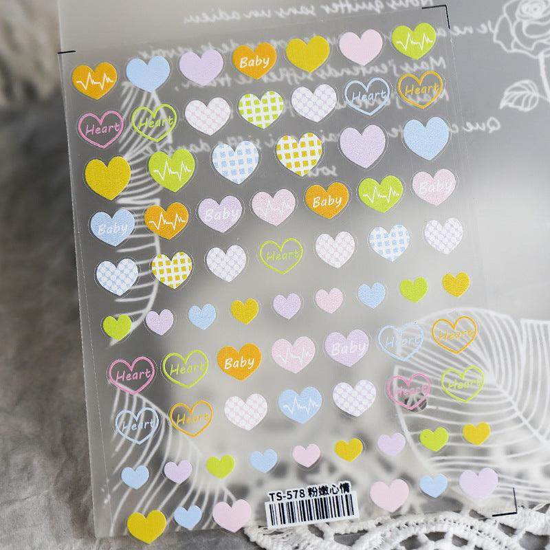 Heartbeat Nail Art Stickers Adhesive Love Heart 3D Adhesive Decals TS578 - Nail MAD