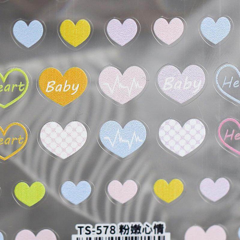 Heartbeat Nail Art Stickers Adhesive Love Heart 3D Adhesive Decals TS578 - Nail MAD