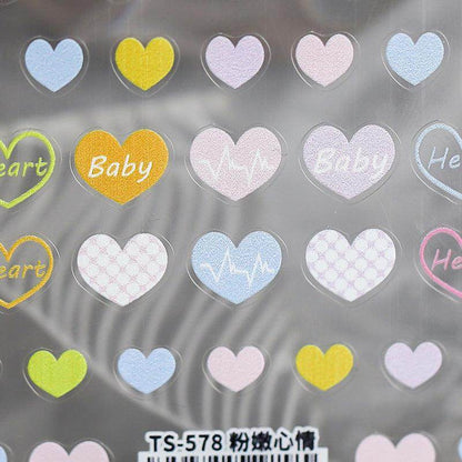 Heartbeat Nail Art Stickers Adhesive Love Heart 3D Adhesive Decals TS578 - Nail MAD