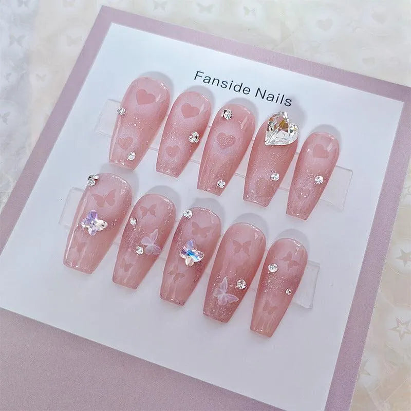 Hollow Butterfly Heart Design Nail Art Stickers Adhesive Slider Sticker Decals FS030