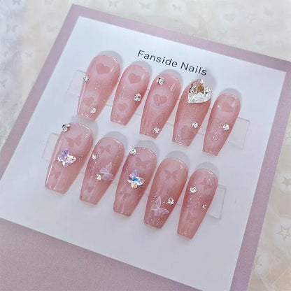 Hollow Butterfly Heart Design Nail Art Stickers Adhesive Slider Sticker Decals FS030