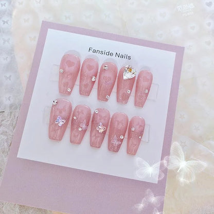 Hollow Butterfly Heart Design Nail Art Stickers Adhesive Slider Sticker Decals FS030