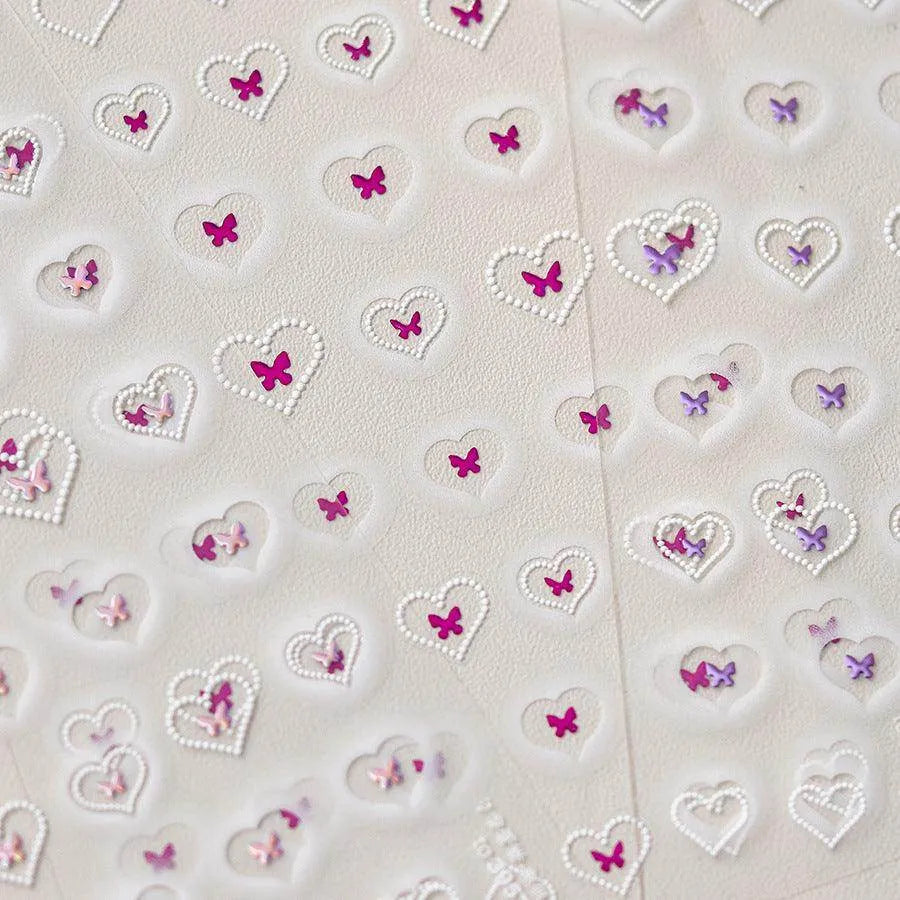 Hollow Heart Nail Art Stickers Adhesive Embossed Love Sticker Decals 