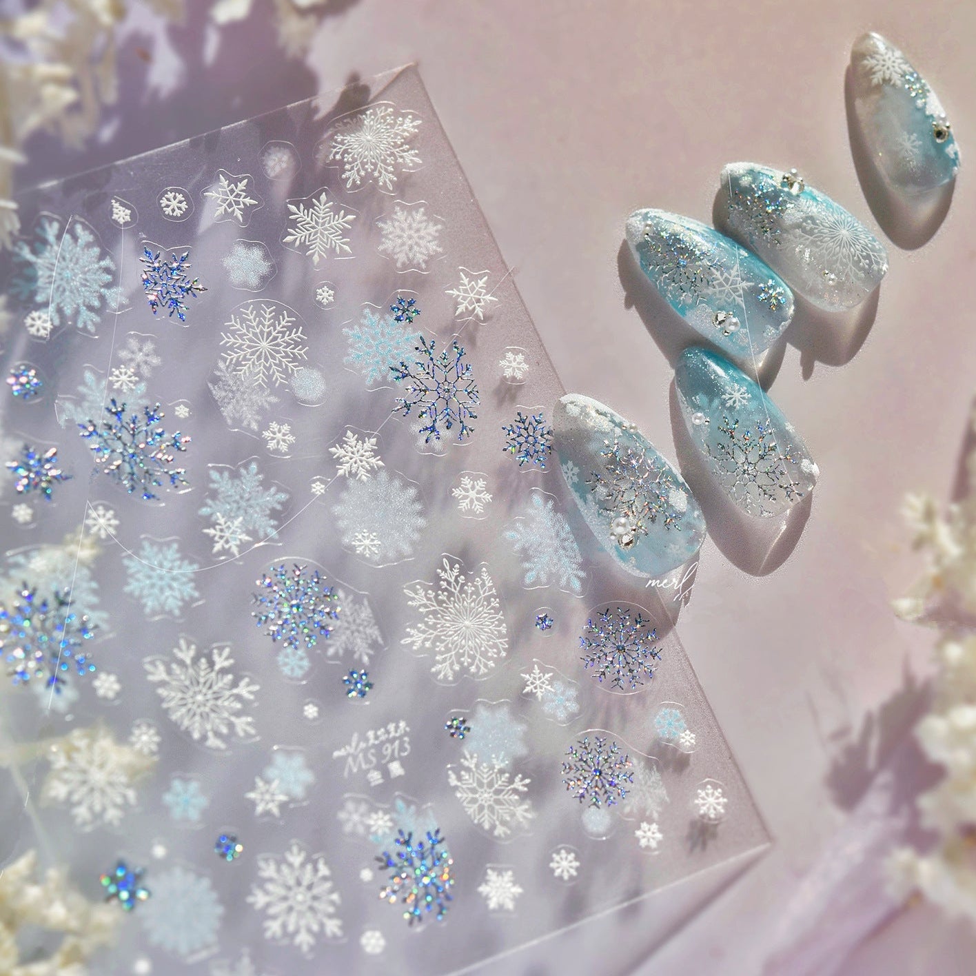 Holo Glitter Winter Snowflake Nail Stickers