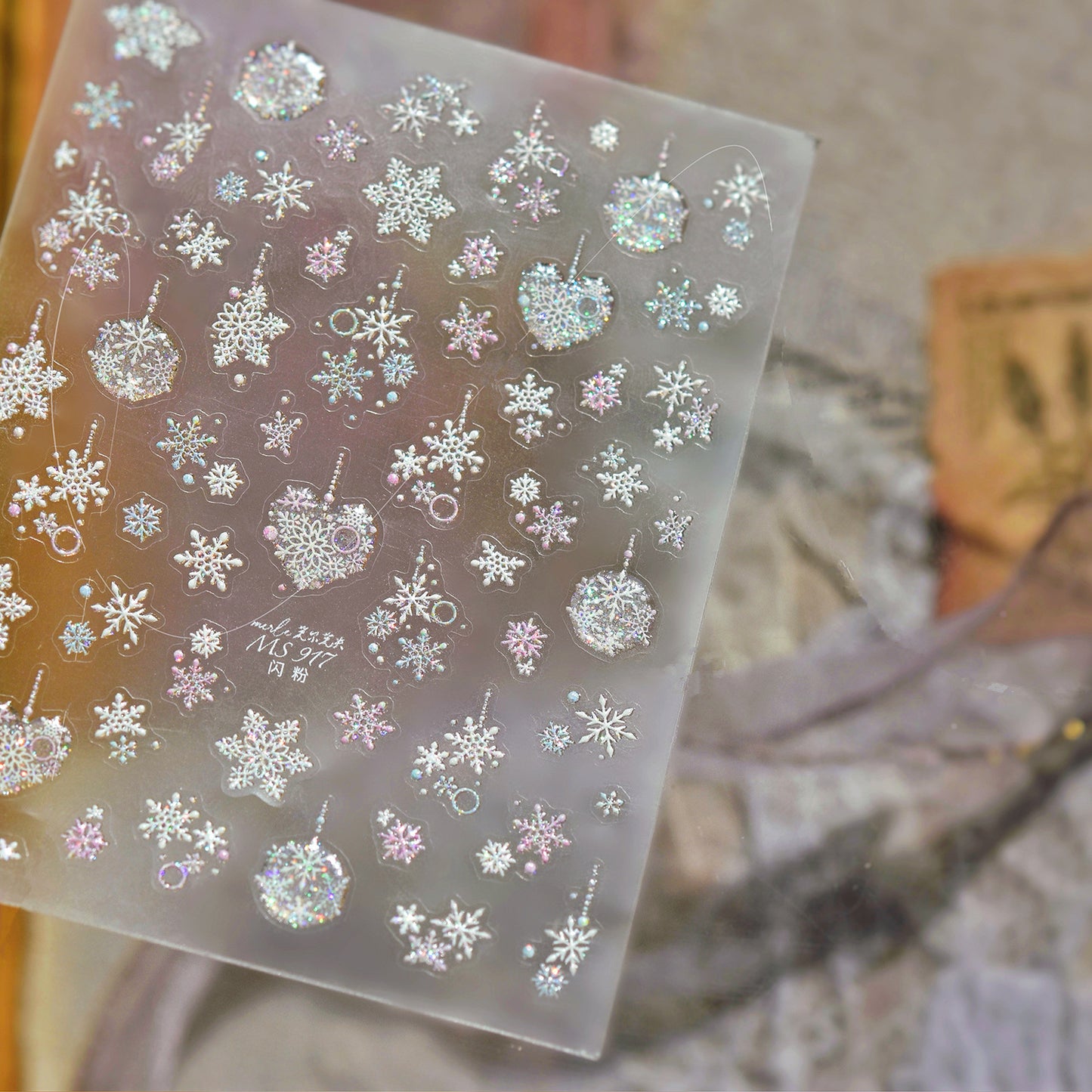 Holo Glitter Winter Snowflake Nail Stickers