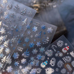 Holo Glitter Winter Snowflake Snowman Nail Stickers 5480