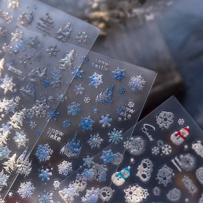 Holo Glitter Winter Snowflake Snowman Nail Stickers 5480