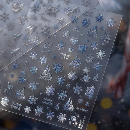 Holo Glitter Winter Snowflake Snowman Nail Stickers 5480