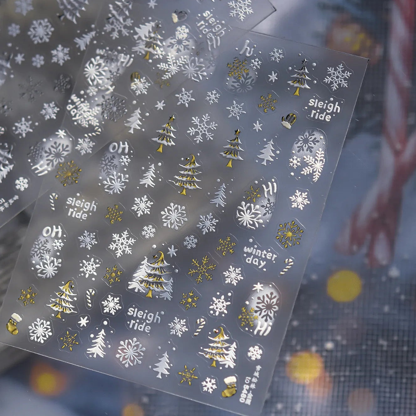 Holo Glitter Winter Snowflake Snowman Nail Stickers 5480