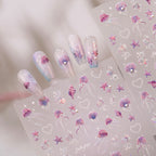 Holo Jellyfish & Bubble Nail Stickers -  Shell Starfish Mermaid Decals