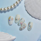 Holographic 5D Beach Nail Stickers – Embossed Seashell & Starfish Nail Art Decals to5080