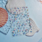 Holographic 5D Beach Nail Stickers – Embossed Seashell & Starfish Nail Art Decals to5080