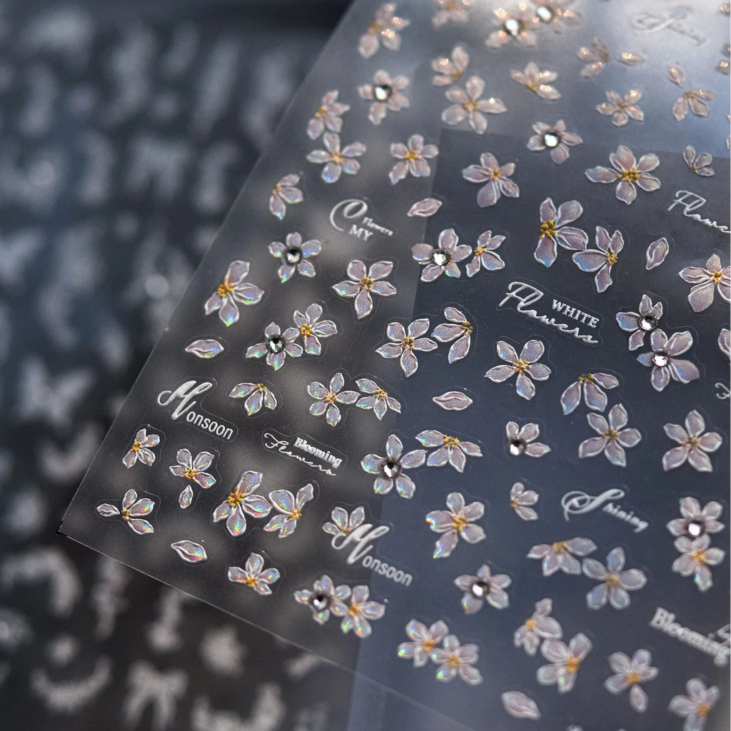 Holographic 5D Flower Nail Stickers 3979